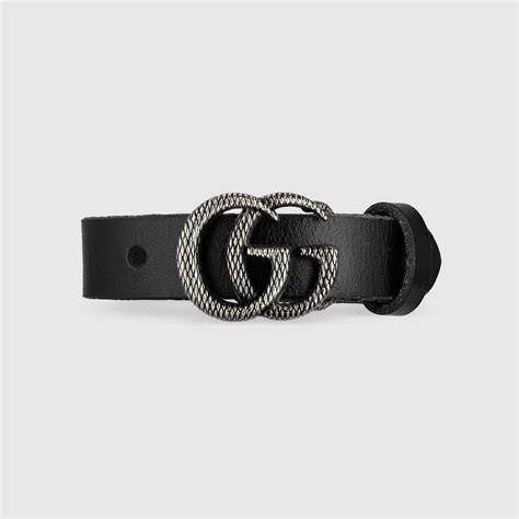 gucci engraved double g leather bracelet|Gucci leather cuff bracelet.